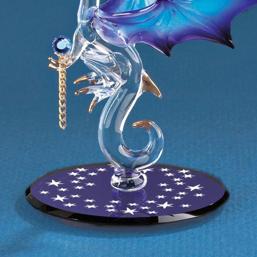 Amazon.co.jp: ドラゴンと星のクリスタルアクセント付きガラスの置物